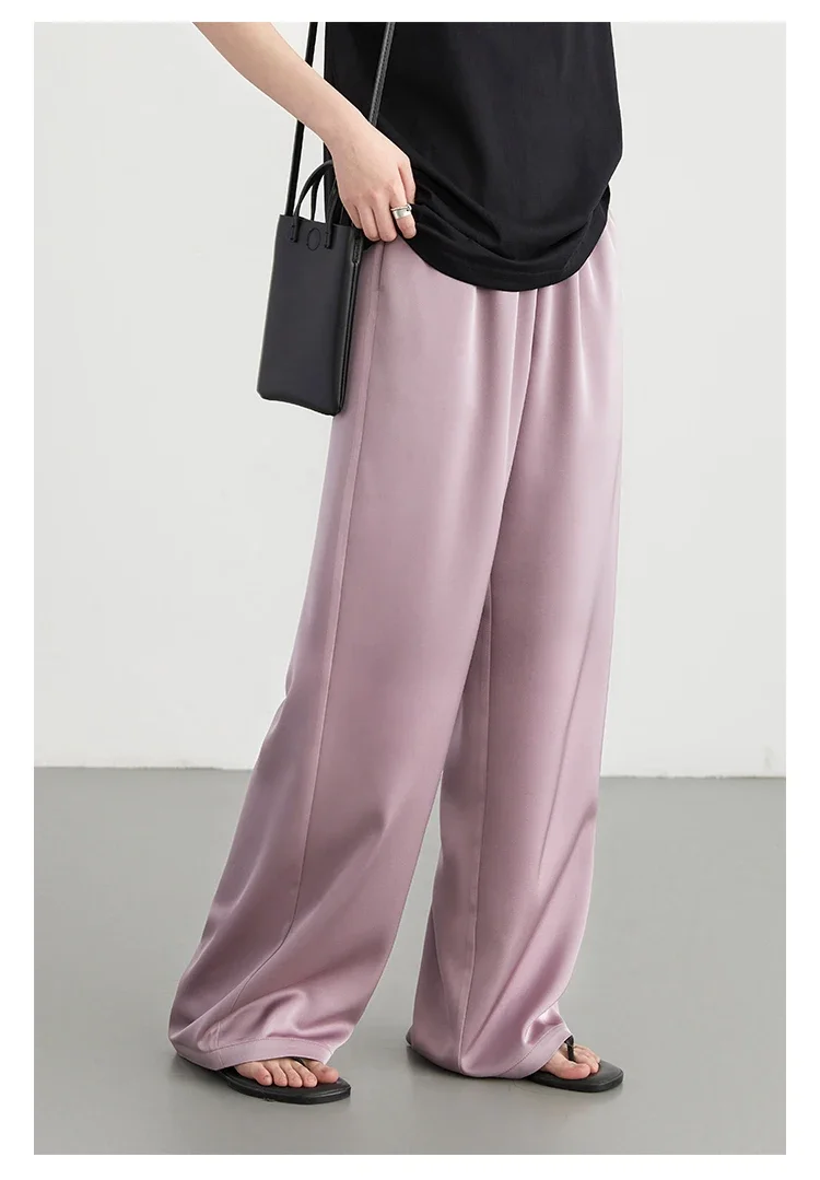 CHIC VEN Women Pants Solid New Elastic High Waisted Casual Wide Leg Pant Female Trousers Office Lady Clothing Summer 2024