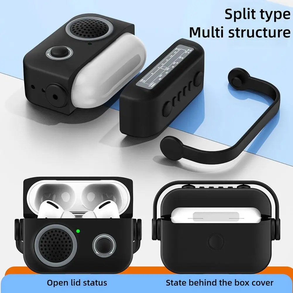 For AirPods 4 Earphones Silicone Protective Case With Radio Like Appearance Wireless Bluetooth Earphone Cover With Bracket ﻿