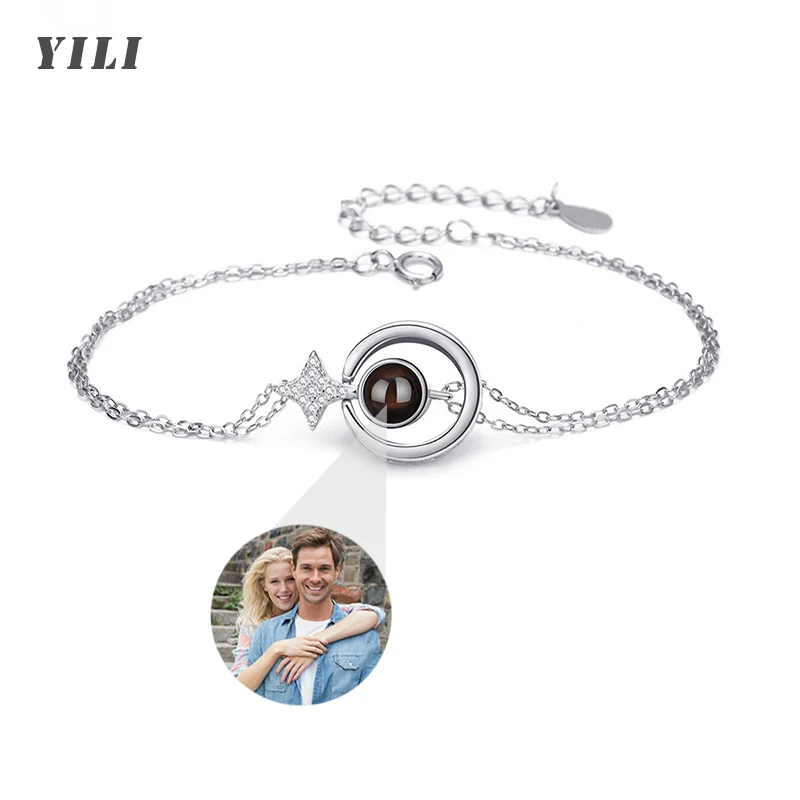 

Personalized Picture Bracelet Custom Photo Projection Bracelet Circle Personalized Photo Zircon-inlaid Star Bracelet for Women