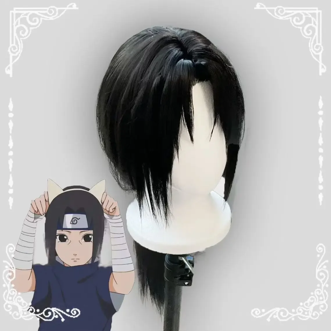 Anime Uchiha Itachi Cosplay perruque Itachi Uchiha longue ligne droite noir résistant à la chaleur cheveux synthétiques 2025