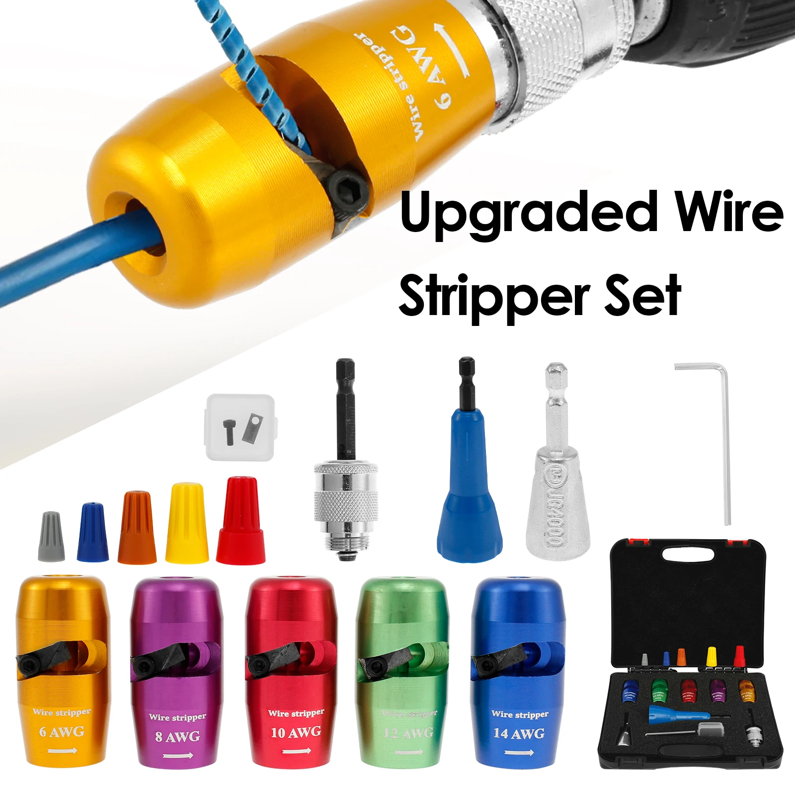 2in1 Electric Wire Stripper and Cable Twisting Tool Power Drill Driver Fast Wire Peeling Machine for AWG 6/8/10/12/14 Gauge Wire