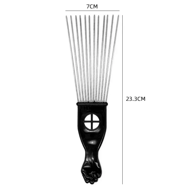 Professional Salon Use Black Metal African Pick Comb Combs Insert Hair Pick Comb Wide Teeth Fork Hair Curly Brush Comb image 6
