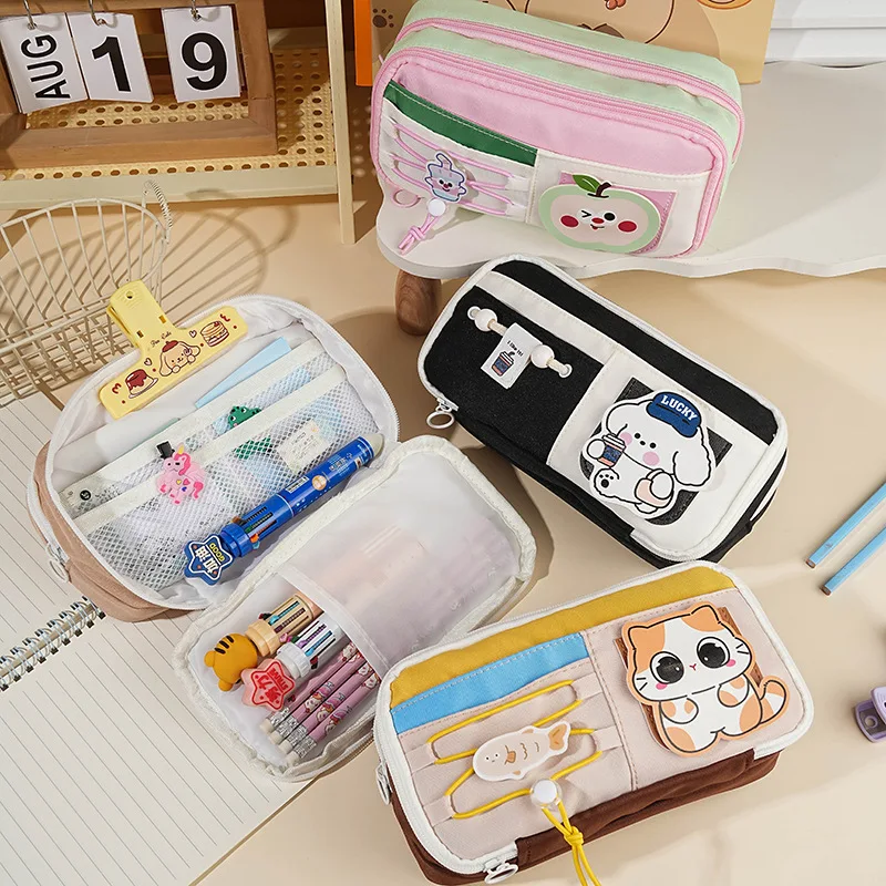 

Cute Cartoon Cat Dog Pencil Case Large-capacity Multi-functional Internal Design Student Stationery Storage Bag School Supplies