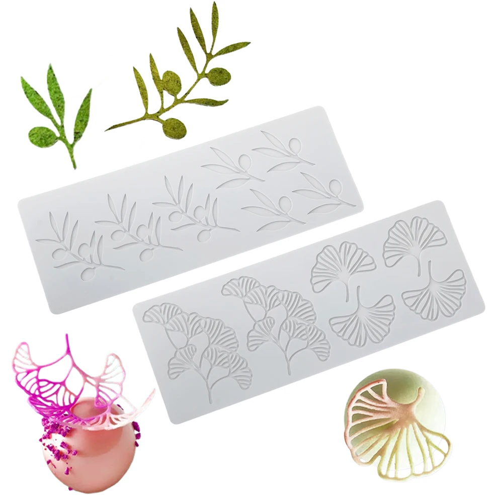 2-in-1 Silikon-Blatt-Schokoladenform Spitzenmuster-Backmatte Französischer Stil Gebäck-Backwerkzeug für Dessert-Dekoration