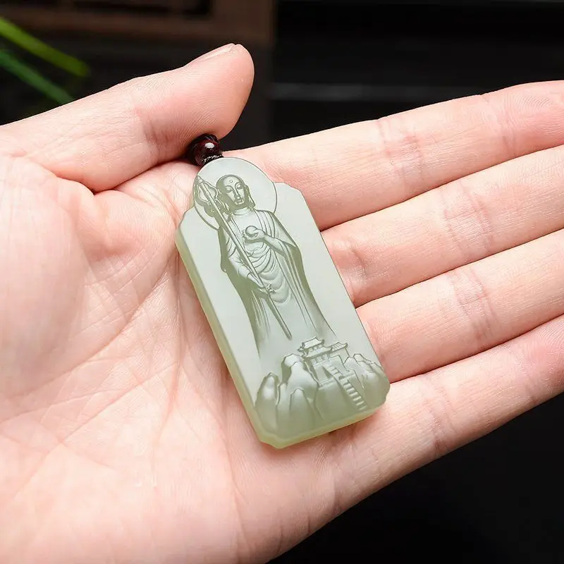 Hetian Jade Pendant, Jizang King Bodhisattva, Immeasurable Merits Men's