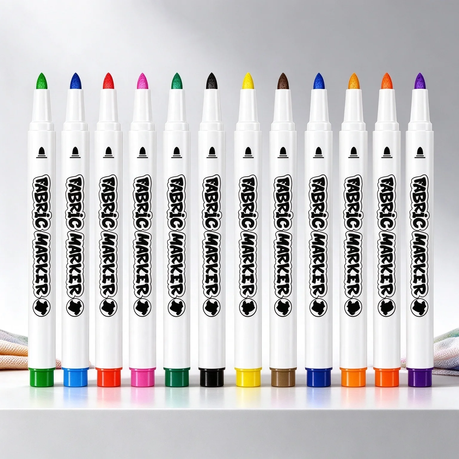 12/24 Colors Fabric Marker Pens, Durable Fiber Tip, Wash Resistant Markers for T-Shirts, Canvas Shoes,DIY Textile Craft Supplies