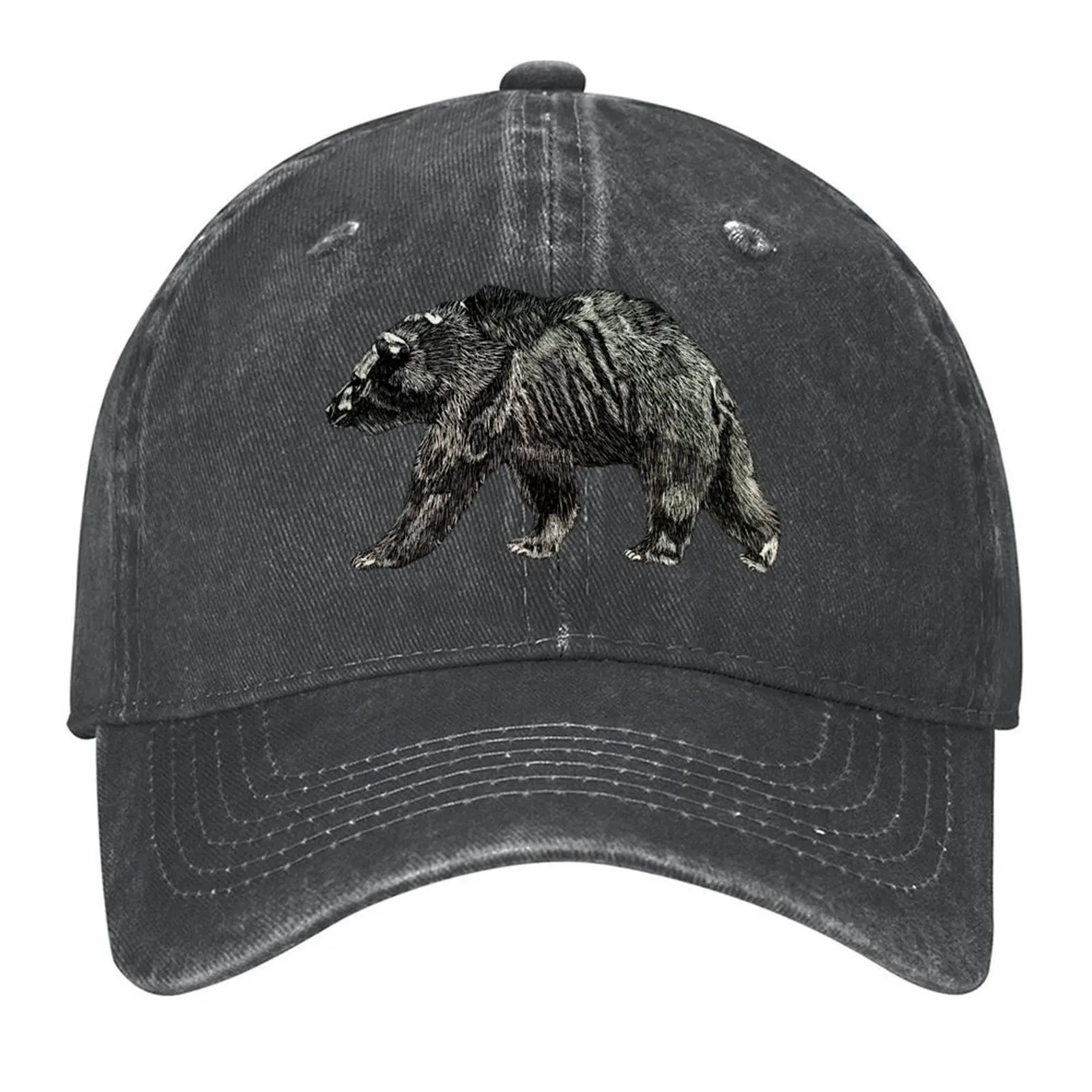 

Black and white Grizzly/Brown Bear Baseball Cap Christmas Hat cute fun hats Designer Hat Female Men's