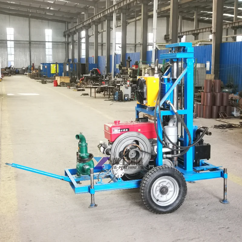 100M Diesel Engine Water Well Drilling Rig Portable Mini Water Drilling Rig Easy To Operate Depth Swivel Water Drilling Machine