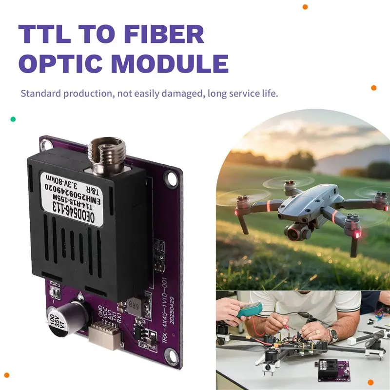 B63B-80KM TTL Optical Transceiver Module DC 5.5-26V Optical Terminal Equipment Drone-Specific TX Skyend