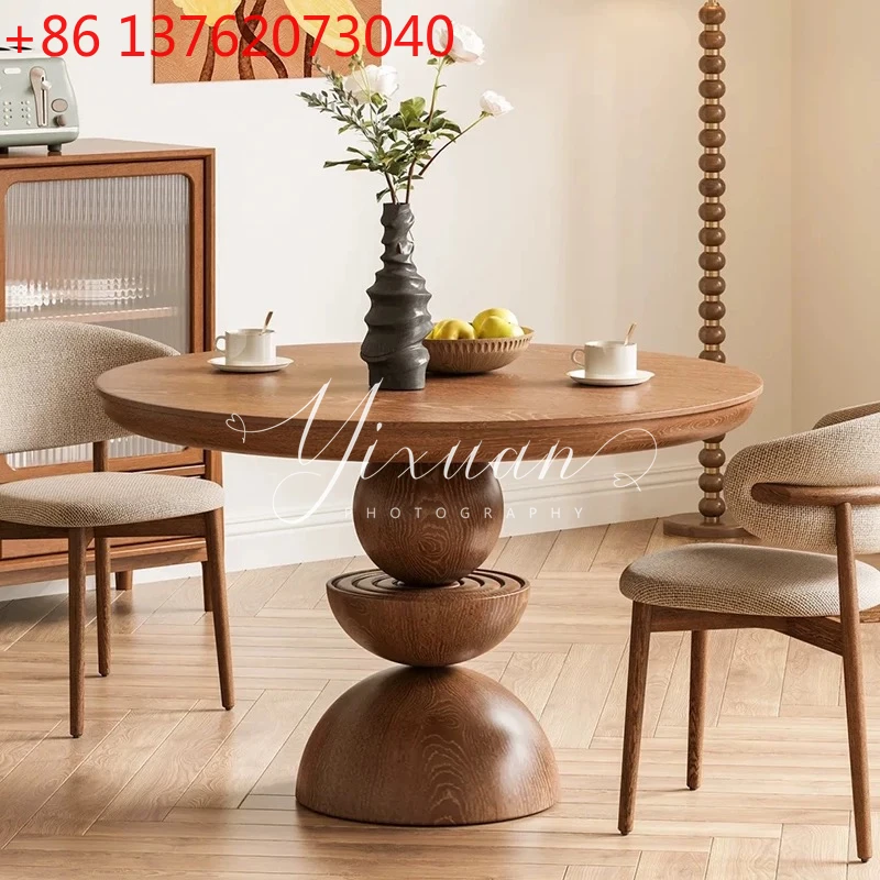 

American retro solid wood dining table antique dining table and chairs