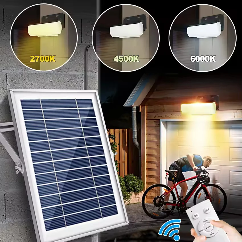 Sensor de Movimento Dividir Solar Jardim Luzes com Remoto, Quente Casa Branca Lâmpada, Alta Qualidade, 6W, 1000LM, 2700K-6000K