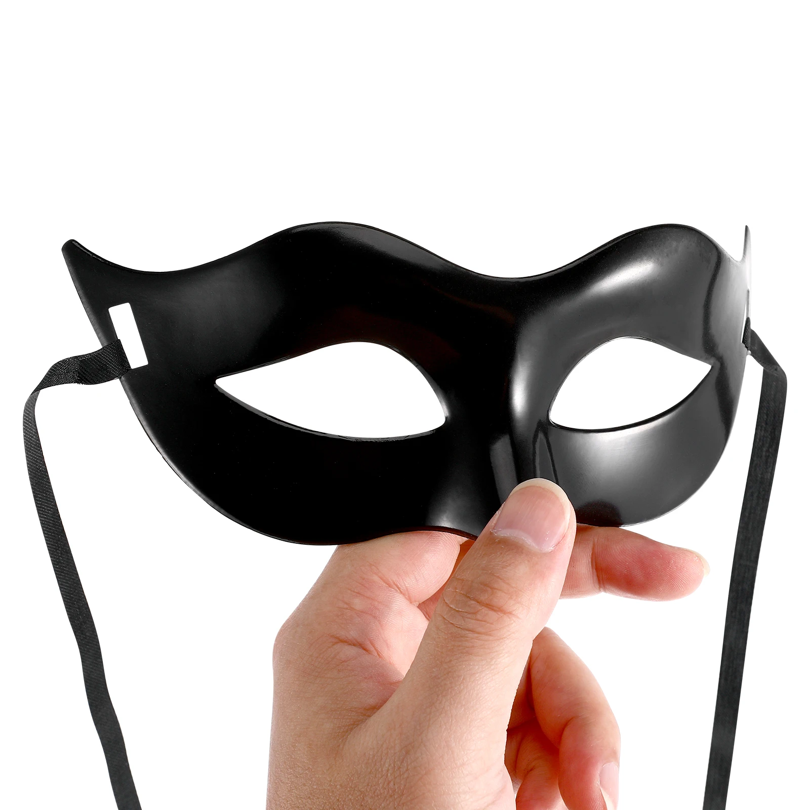 

Black Masquerade Eye Mask Half Face Party Mask for Halloween Proms Weddings Mardi Gras Comfortable Fabric Ribbon Radian Nose