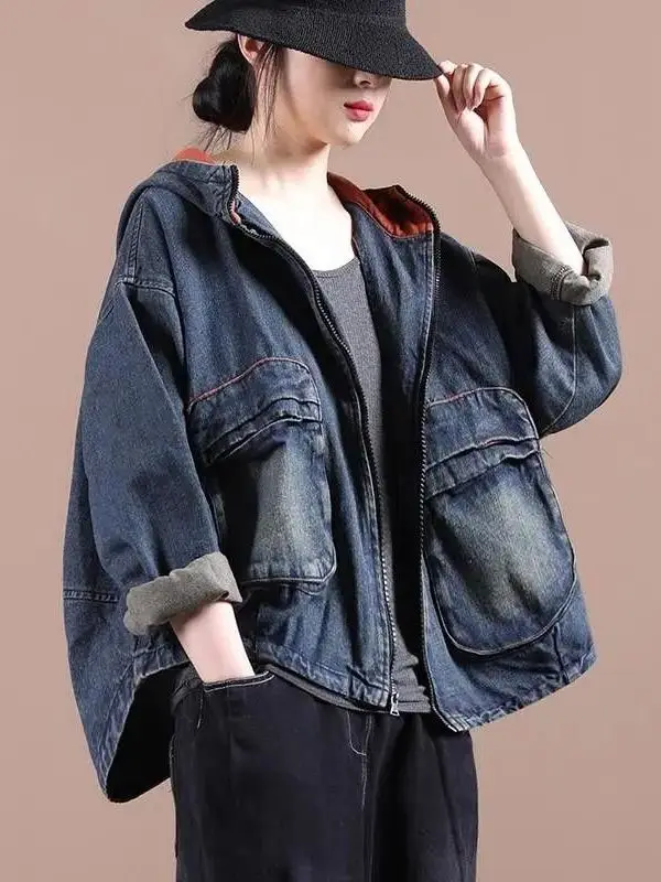 Artistico Vintage Denim Jaet Top Primavera Autunno 2025 Nuovo di grandi dimensioni Casual Versatile Allentato Coreano Sle ort Capispalla