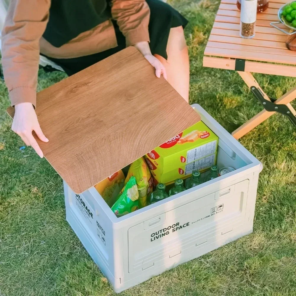 

#For Camping Folding Storage Box Portable Multifunction Picnic Trunk For Outdoor Travel Bench Large Capacity Car Trunk Organizer