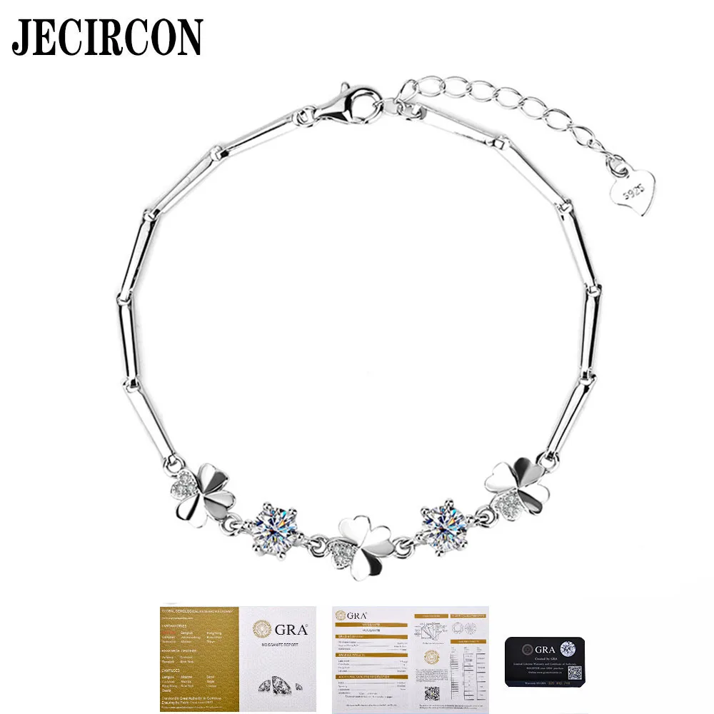 

JECIRCON S925 Sterling Silver Moissanite Bracelet Female Solid Bamboo Chain Fashion Light Luxury Jewelry Manufacturer Wholesale