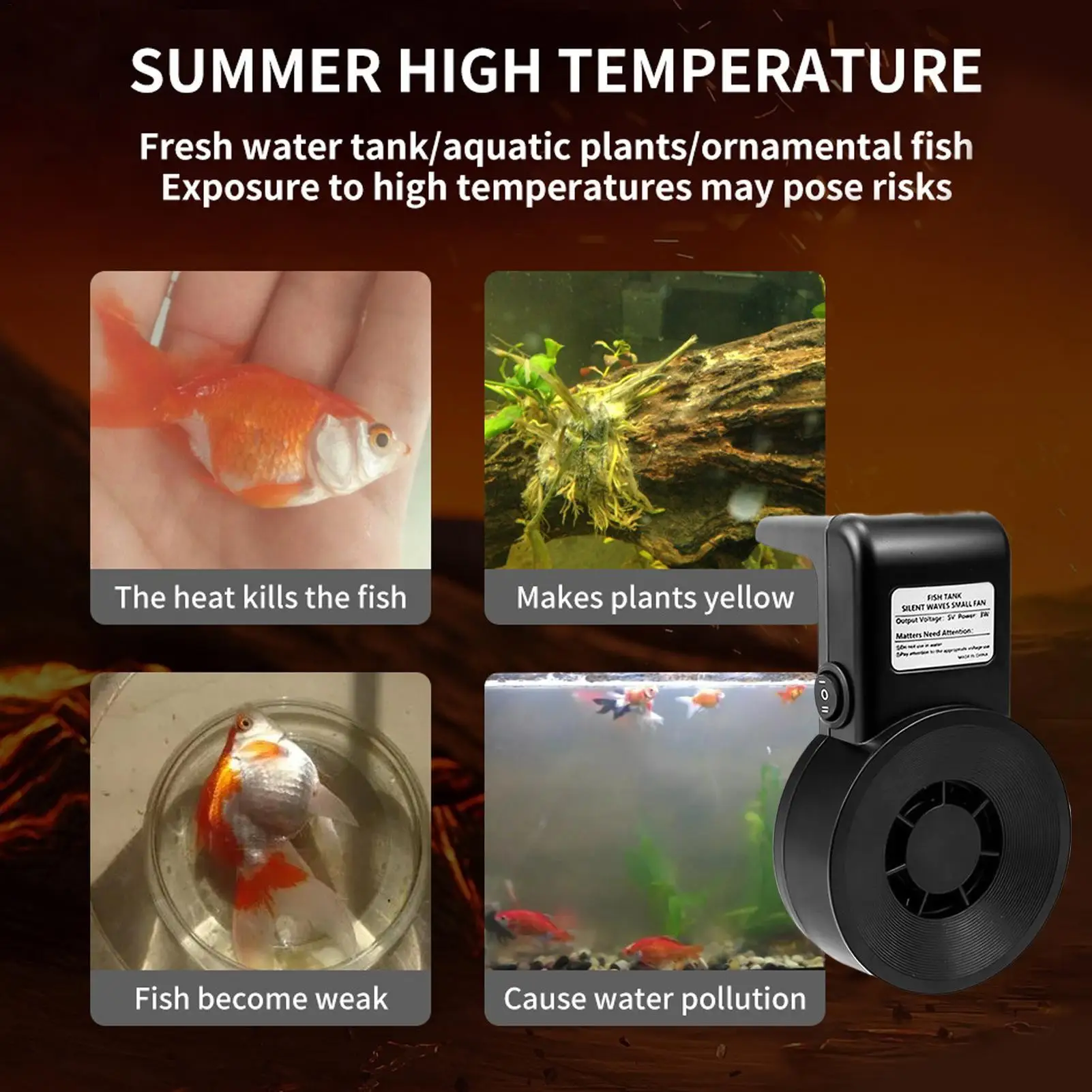 USB Fish Tanks Fan Aquarium Accessories for Fish Aquariums Fish tank cooling fan Silent external small cooling machine