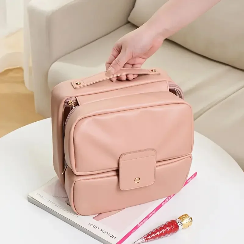 Portable Foldable Makeup Brushes Comestic Tools Organizer Cosmetic Bag with Multiple Compartments Travel Toiletry Storage 2026