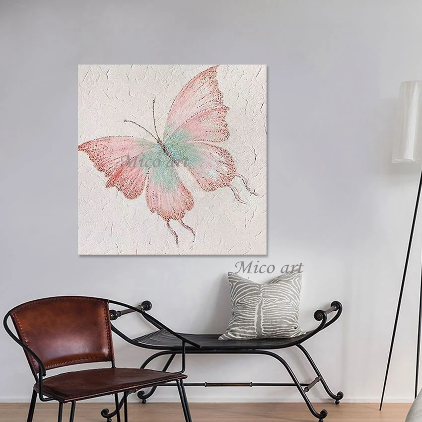 High Quality Animal Picture Artwork Large Modern Abstract Butterfly Oil Painting On Canvas Frameless Living Room Wall Poster