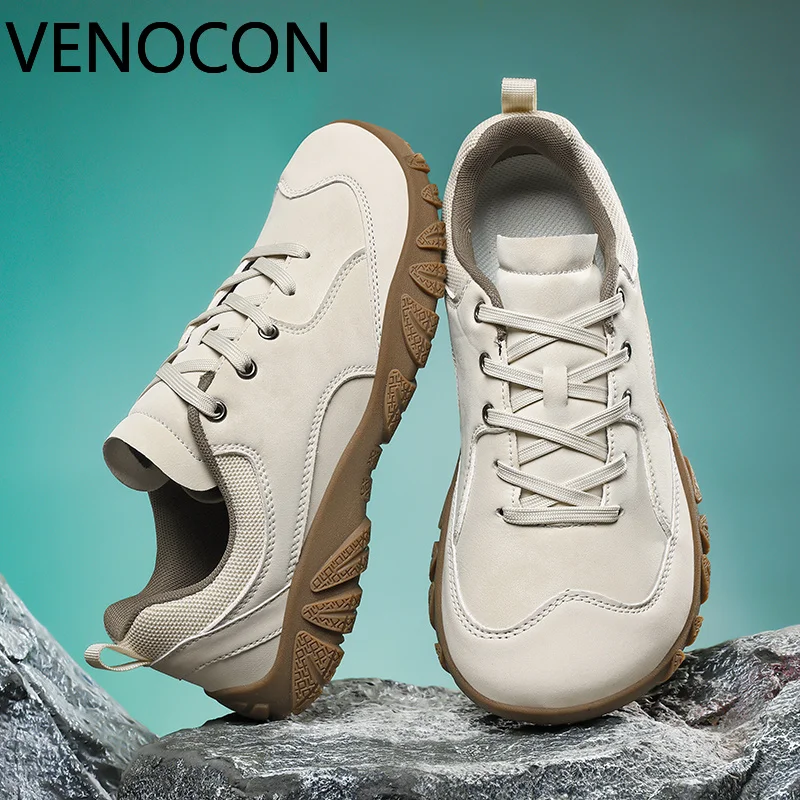 VENOCON Barefoot Anatomical Wide Toe Box Shape Fit Flat Zero Drop Sole Synthetic Upper Hiking Sneakers Shoes For Men Man Woman