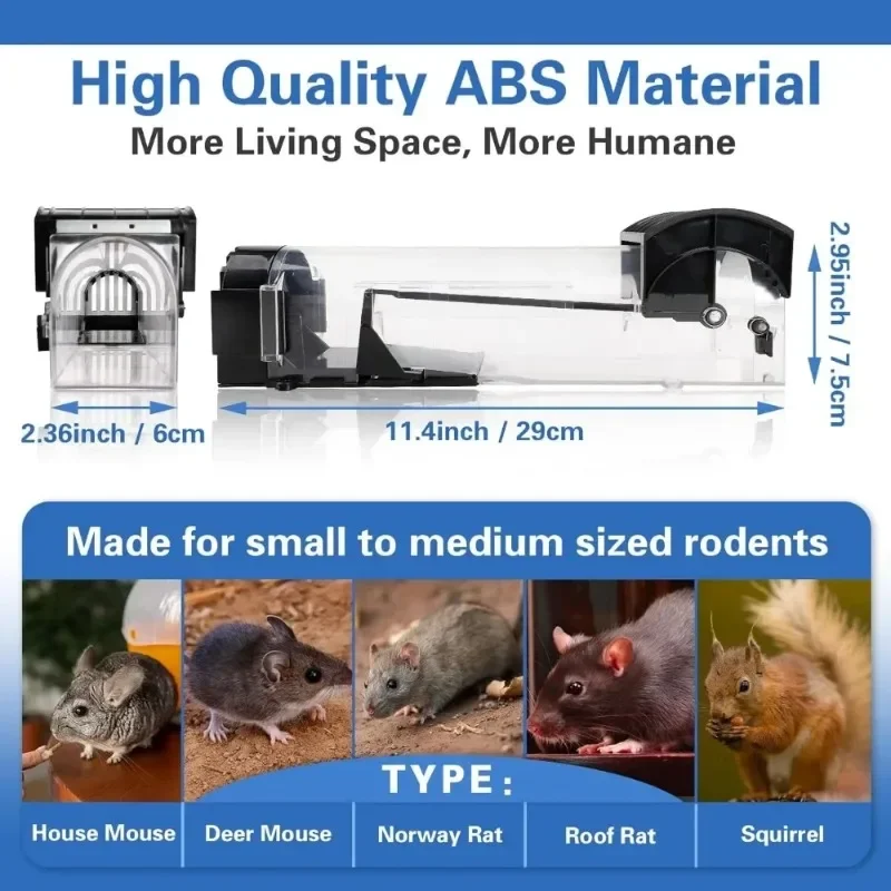 1PCS Rat Traps,For Indoor Outdoor Garden Reusable Plastic Rodents Trap House Hold Mouse Catcher Smart Self-locking Mousetrap