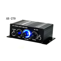 AK-270 AK270 12V Mini HIFI Power Amplifier Audio Home Car Theater Amplifier 2 Channel Amplifier USB/SD AUX Input HOT