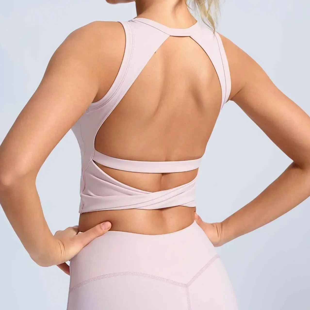 Ningyu Sports Bra Gathering Beautiful Back Knot Hollow Sport Bra Women's Yoga Bra Quick Drying Slimming Push-Up Sports Underwear
