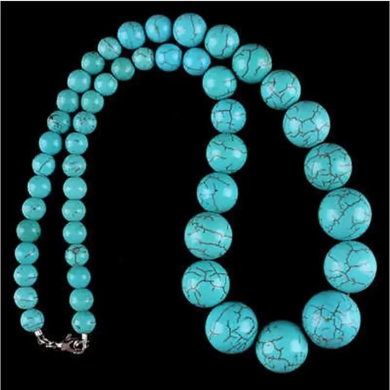

Jewelry new Style Hot sale**8-14MM Green STONE Round Beads Fashion Jewelry Necklace 18" Fashion Wedding Party Jew