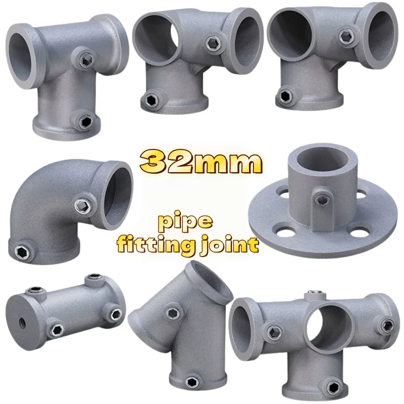 OD 32mm Round Tube Connection Piece  Aluminum Alloy Elbow Three-way Round Pipe Fixed Joint Storage Rack pipe fitting joint