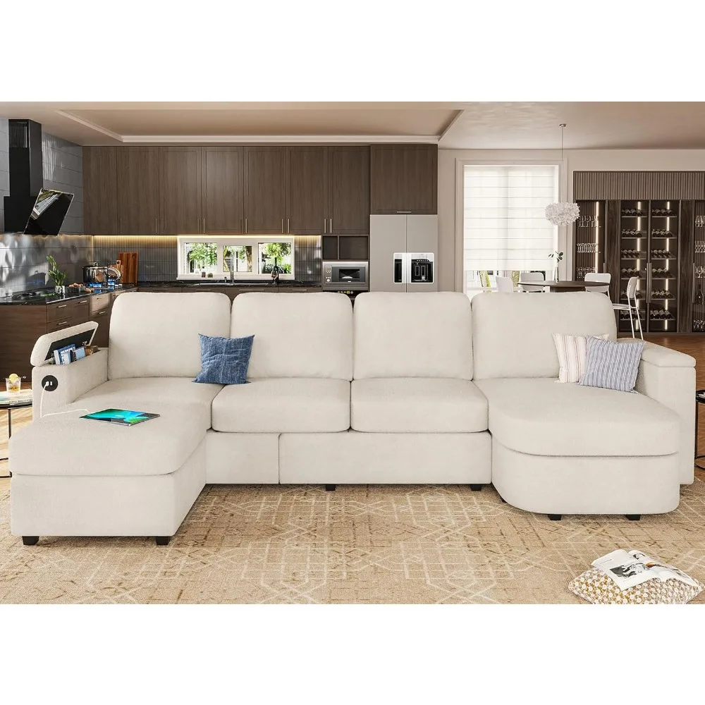 

Sectional Sofa Couch with Storage Seat Convertible Sofa with Reversible Chaises Sectional Couches with Ottomans for Living Room