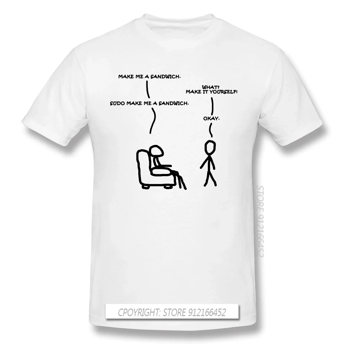 Sudo Make Me Sandwich T Shirt Men's Men White Linux Computer Operating System Geek Printing Tshirt