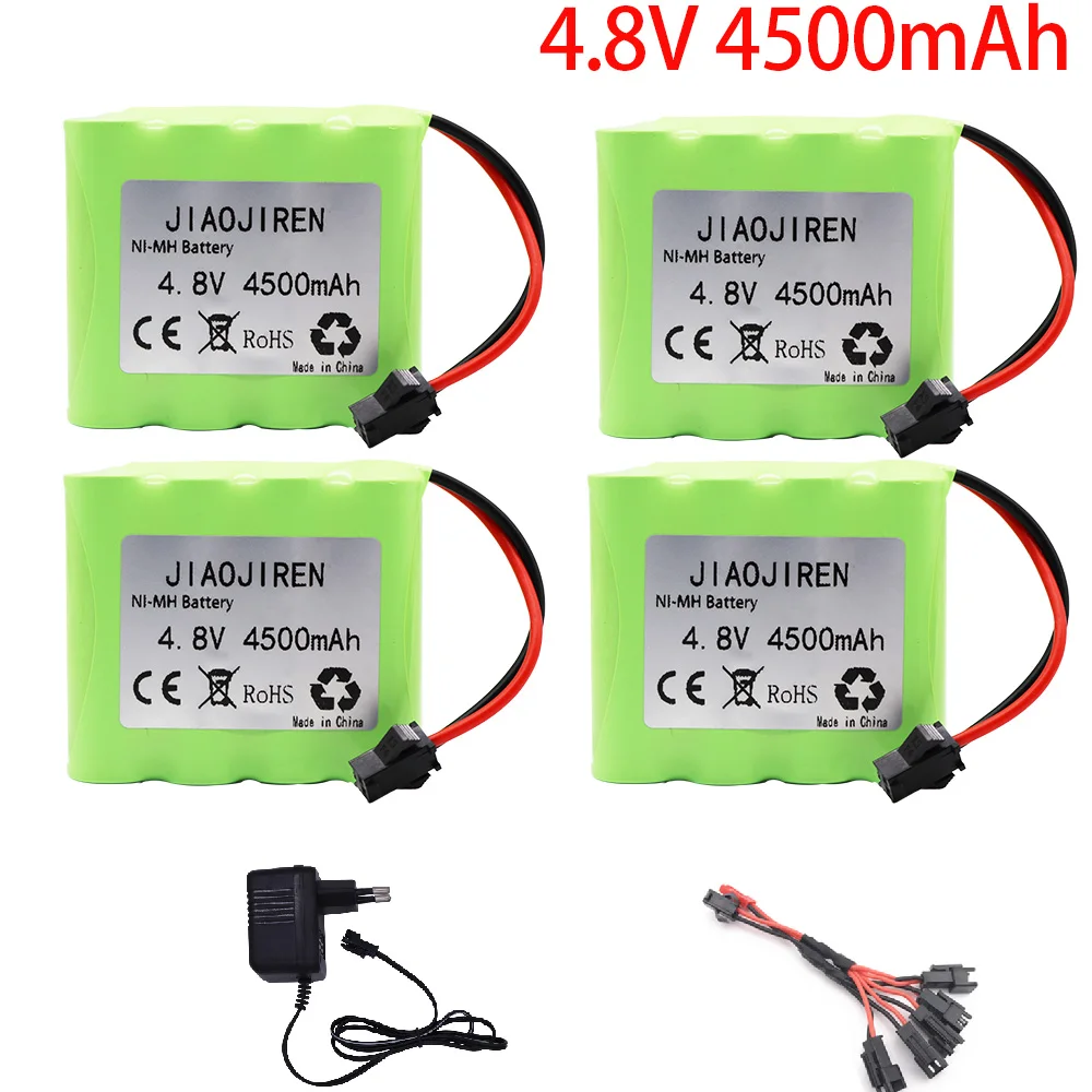 (SM Plug) 4.8v 4500mah NiMH Battery Charger Set For Rc toys Cars Tanks Robots Boats Guns Ni-MH AA 4.8v Rechargeable Battery Pack