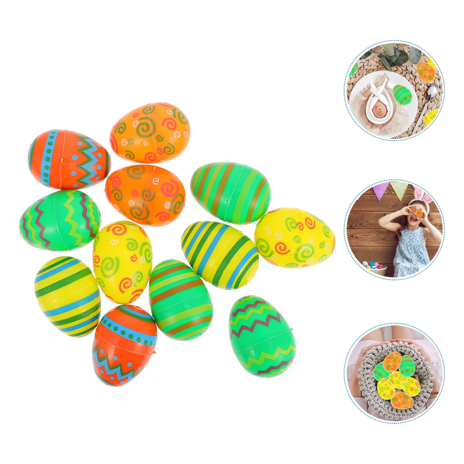 

12 шт. разноцветных пластиковых яиц для декора, милые праздничные украшения, пластиковые пасхальные яйца для декора, украшения для пасхальных вечеринок своими руками
