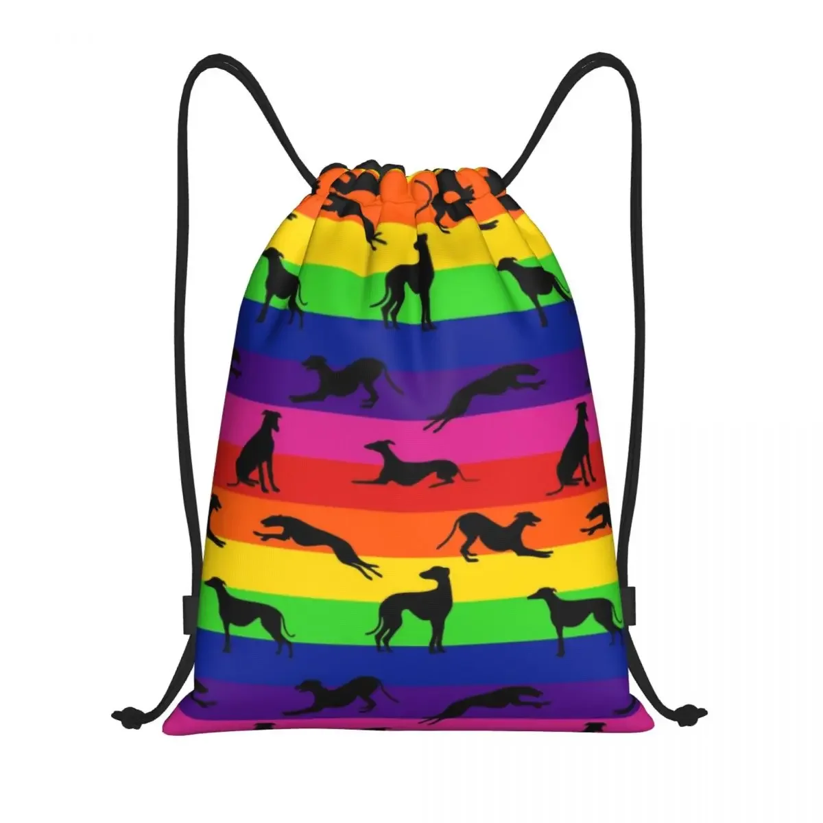 Greyt Greyhound Rainbow Drawstring Backpack Women Men Sport Gym Sackpack Portable Whippet Sighthound Dog Shopping Bag Sack