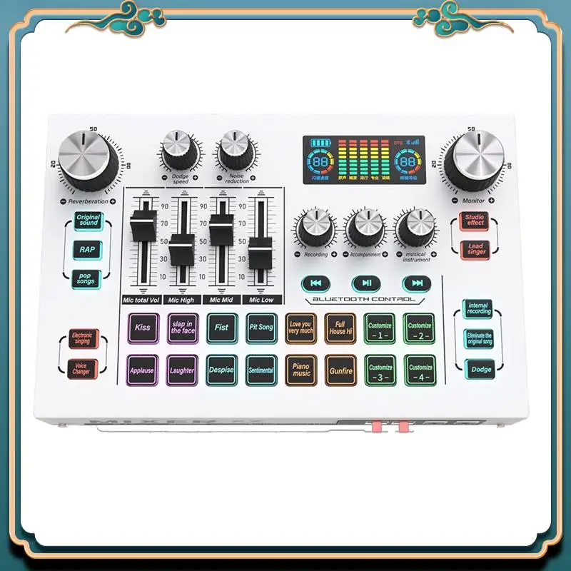 (신규)-X7 라이브 스트리밍 사운드 카드 보이스 체인저 DJ 믹서 효과 PC 스마트 폰 컴퓨터 오디오 인터페이스 콘솔 카드