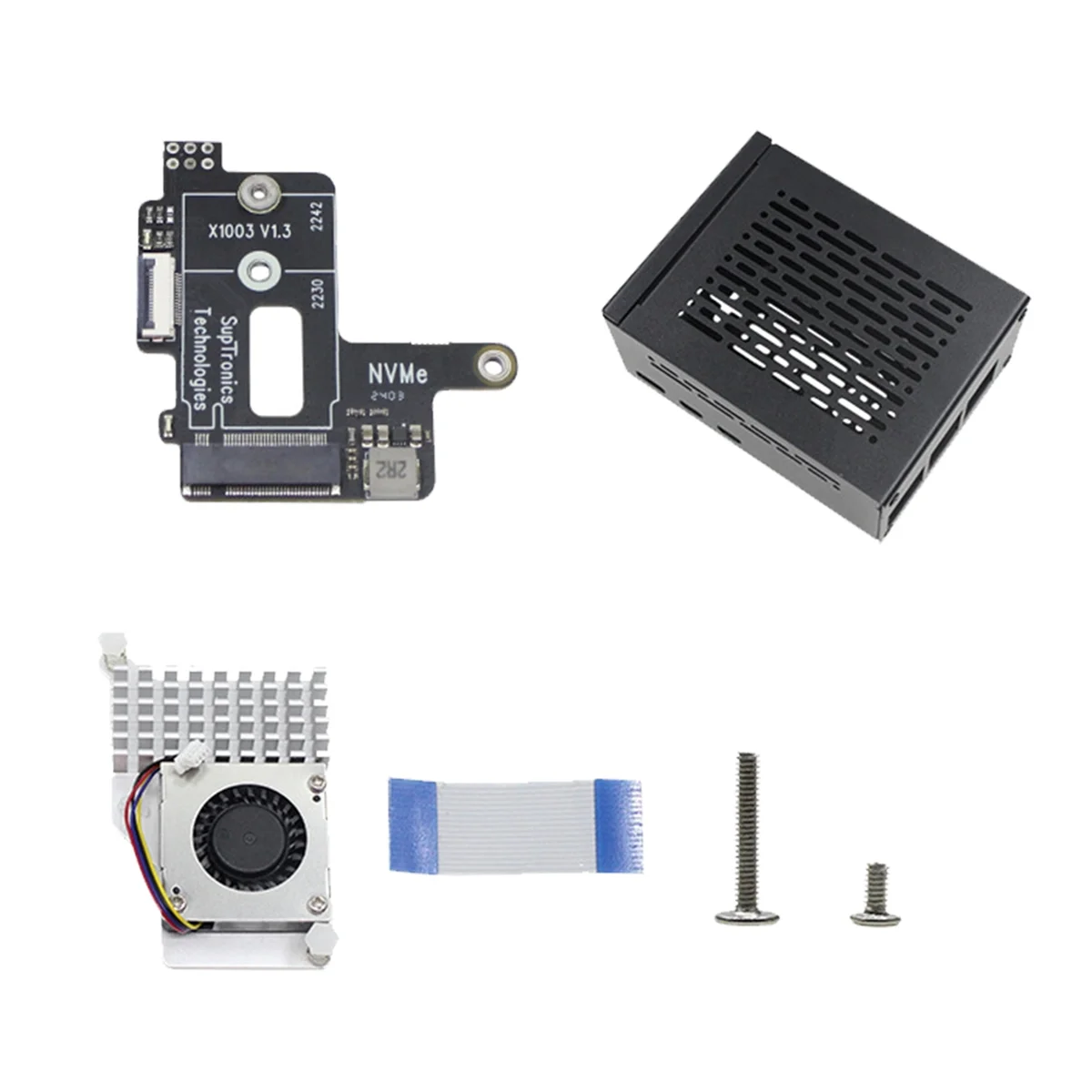 

For 5 PCIe to M.2 NVMe HAT+Radiator+Case SSD MINI Adapter Board for 2242 2230 NVMe SSD Expansion Board