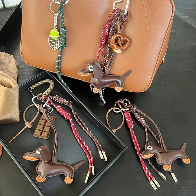 Bag Charms Braid Rope Dachshund Pendant Versatile Complicated Bag Pendants Hanging Rope for Phone Bag Accessories Decoration