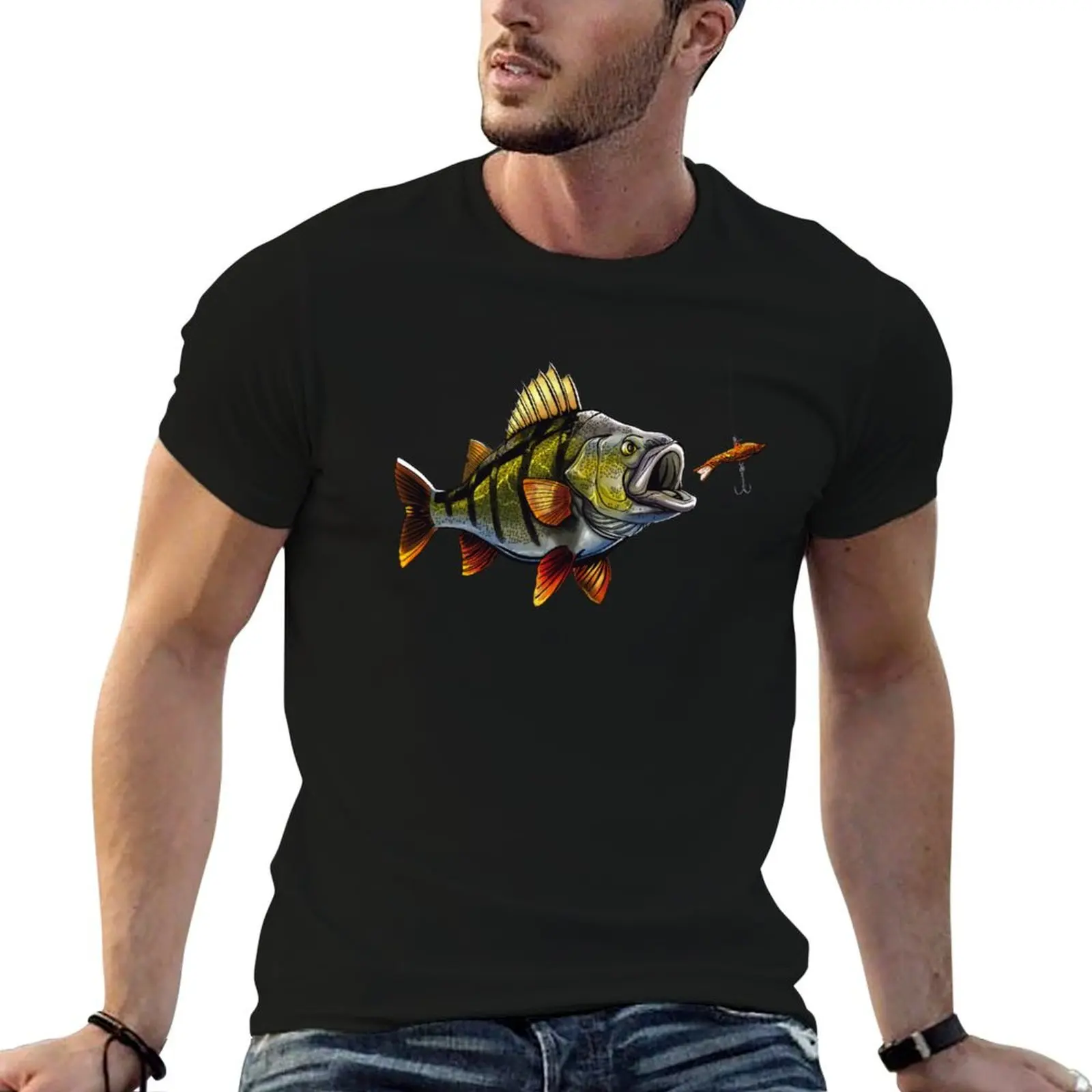 Fishing Perch T-Shirt customs oversized t shirt custom shirt graphic t shirts black t-shirts for men