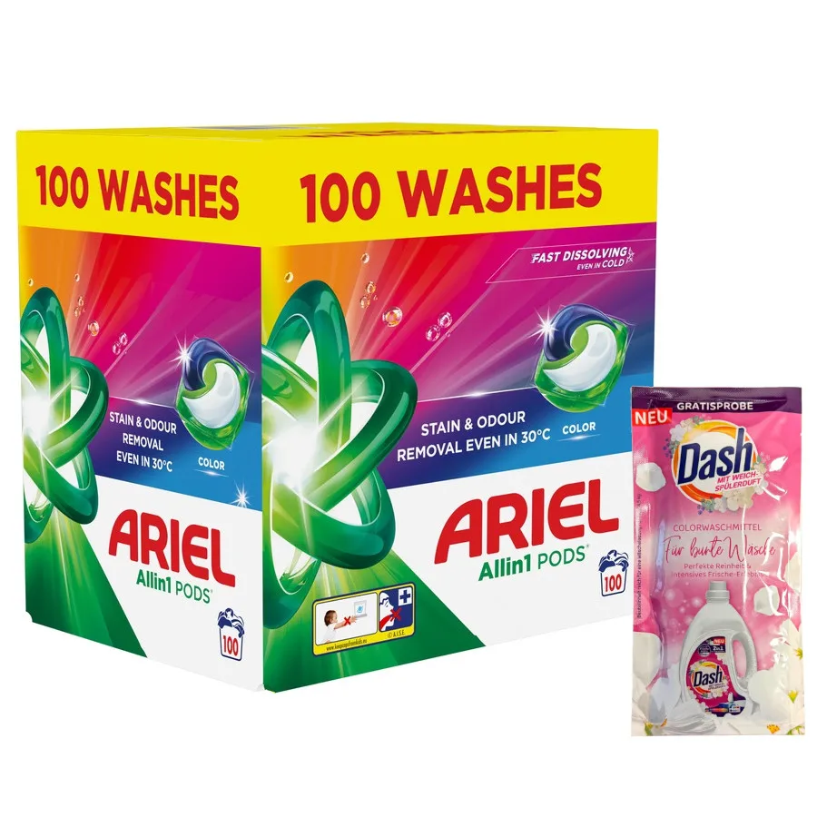 Kapsułki do prania ARIEL All-in-1 PODS 100 szt + GRATIS Płyn DASH Color 2in1