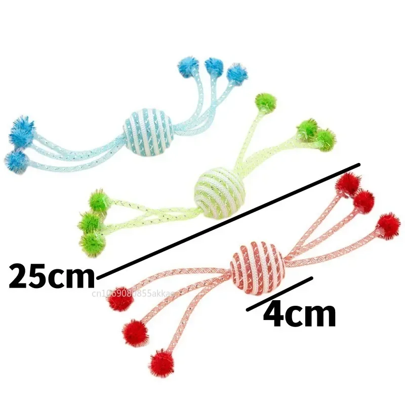 インタラクティブロープボールおもちゃペット犬用,猫のおもちゃ,セルフハイスティック,咬傷に強いウールボール,ガトスアクセサリー