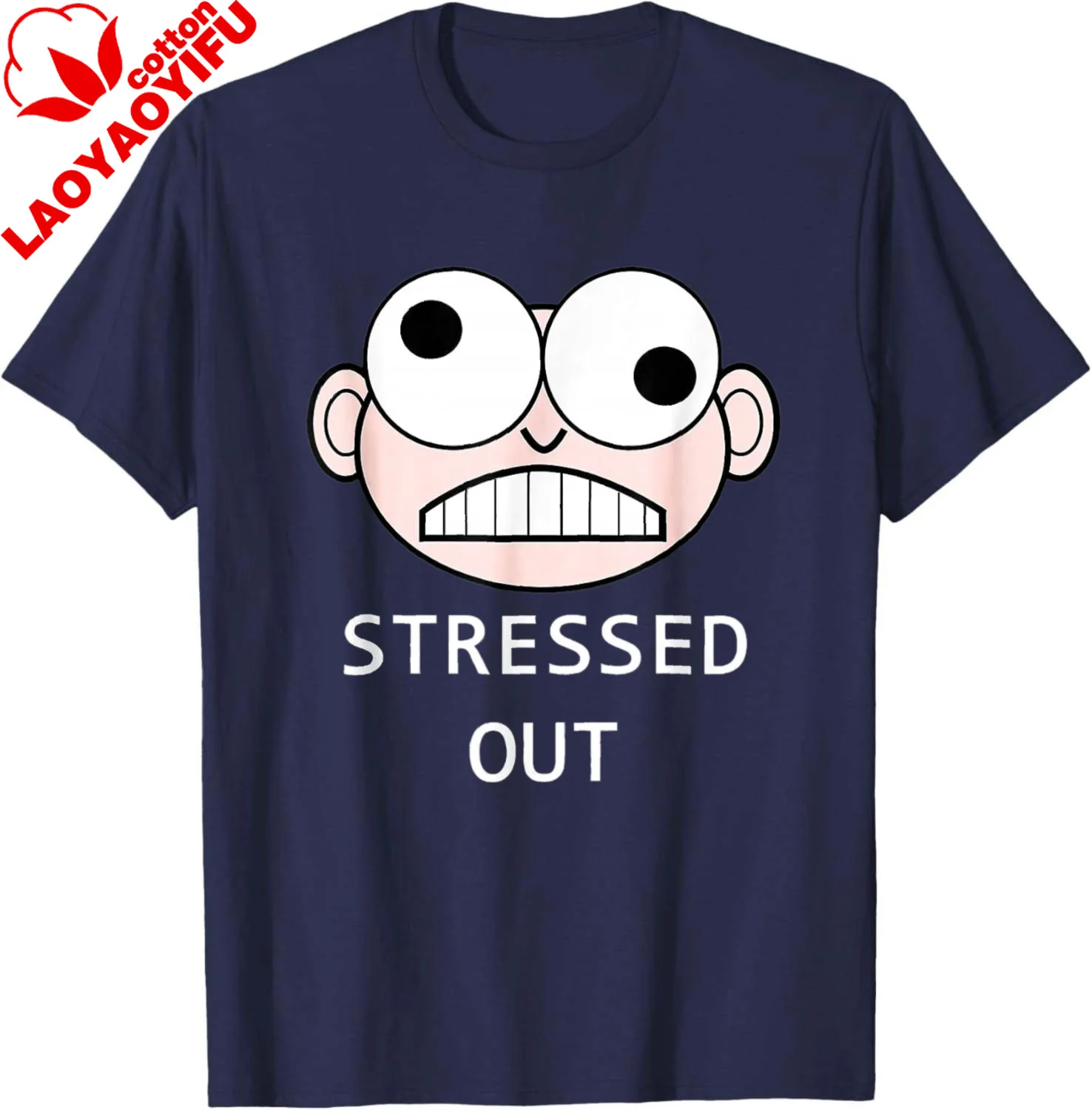 Stressed Out Funny Anxiety Face T-Shirt Funny Y2k Harajuku Couple Personalized T-shirt Cotton Mens Fashion Summer Tops