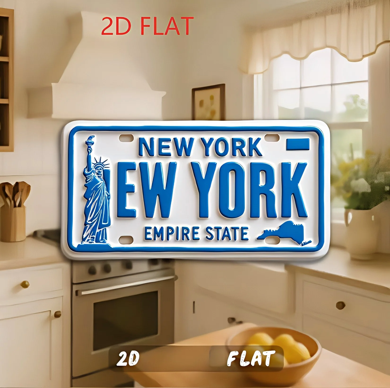 New York City Aluminum Tinplate Sign – 1pc 2D Metal Wall Art with Statue of Liberty & State Outline Pattern, Blue Home Decor for