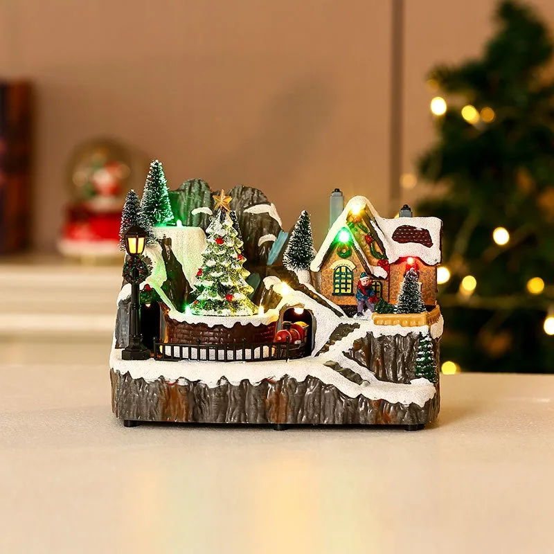 Christmas Music Boxes Aesthetic Rotating Luminous Music Boxes Small Cartoon Ornaments Gifts Luxury Classical Home Decorations