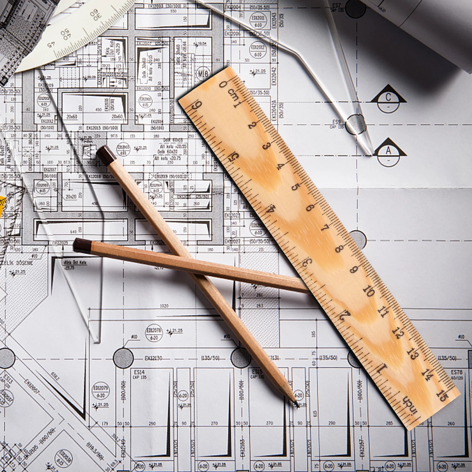 20 Pcs Wooden Ruler Rulers Desk for School Measuring Drawing Children Kids Supply