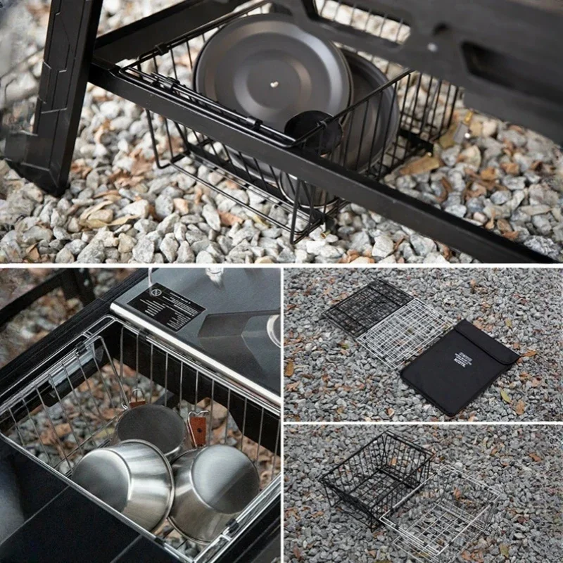 Camping IGT Unit Folding Basket Lightweight Aluminum Alloy IGT Table Accessories Board Table Panel Portable Storage Basket