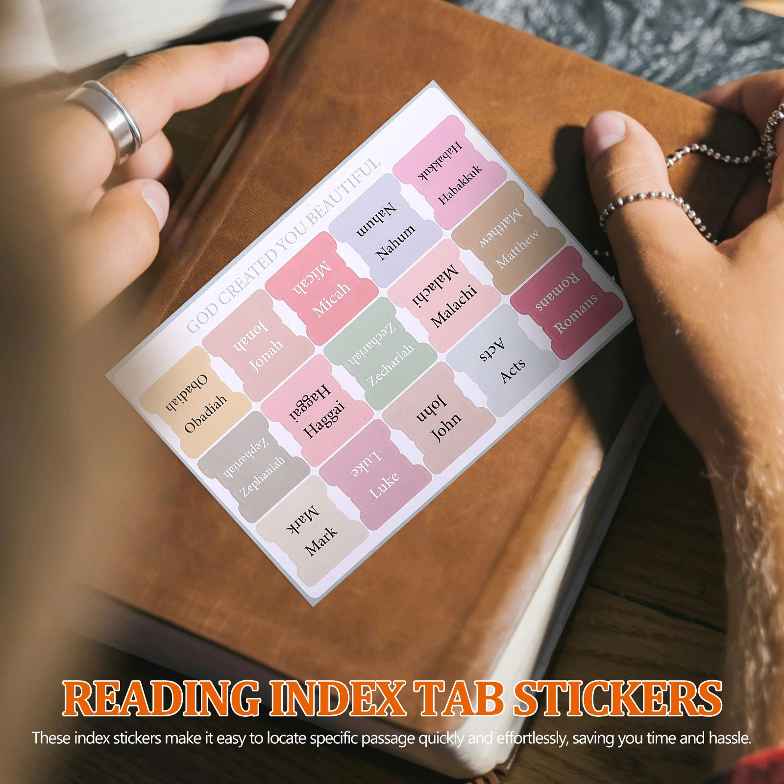 

5 Sheets Gold-stitched Letter Labels Bible Index Tabs Coated Paper Study Accessories Bookmarks Notebook Supplies