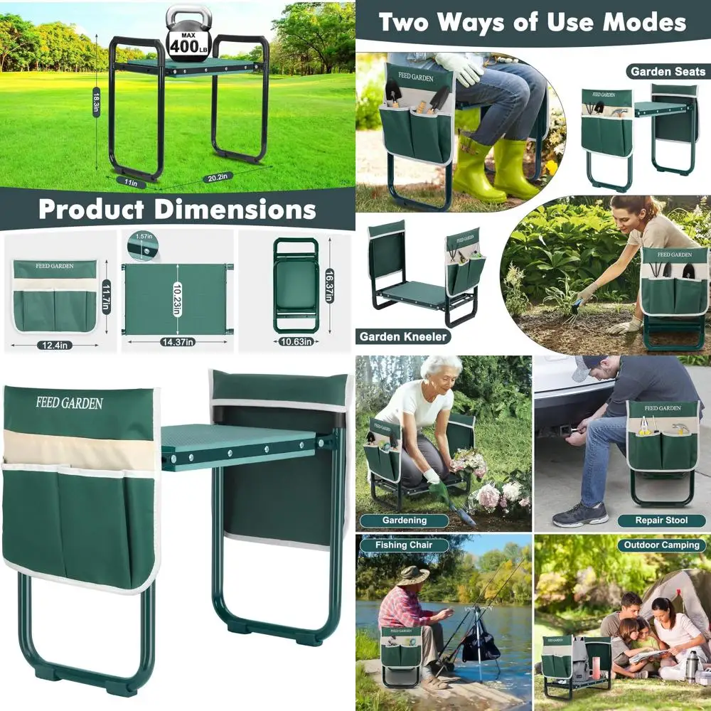 

Садовый стул-табурет с подлокотниками, улучшенная модель, с подушкой для коленей шириной 26 см, сверхпрочная садовая скамья с 2 подлокотниками