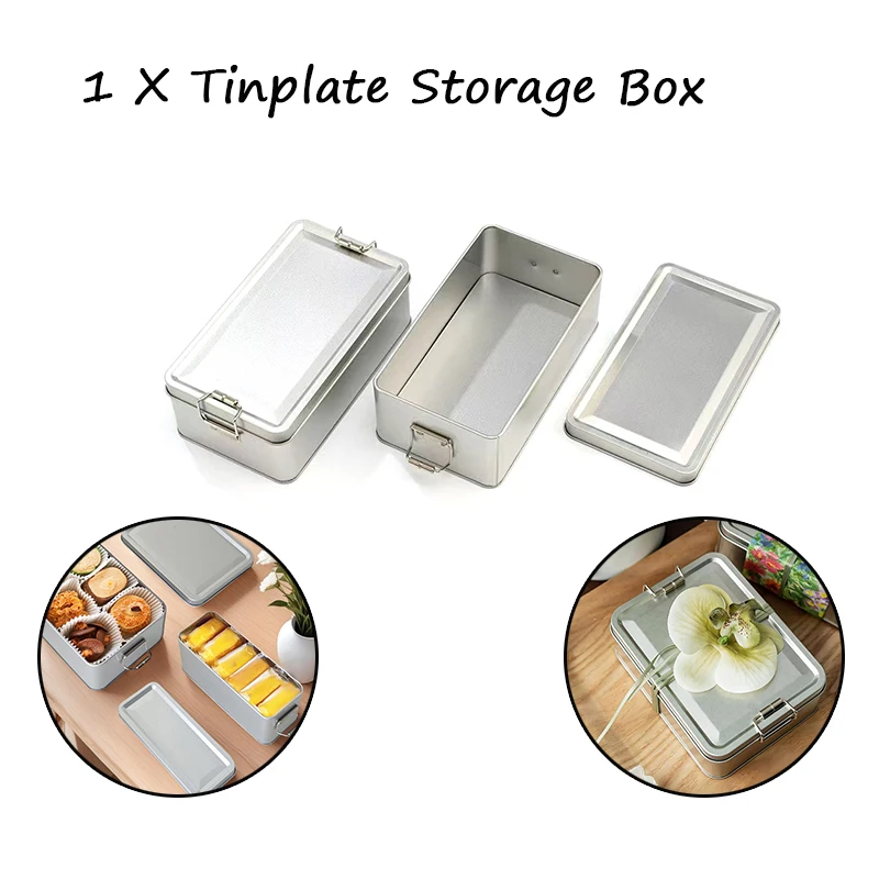 صندوق علب كوكي مستطيل الشكل مع غطاء مقاوم للغبار للمنزل والمطبخ وسطح المكتب لتخزين الحلوى والقهوة والشاي والمجوهرات والشوكولاتة #1