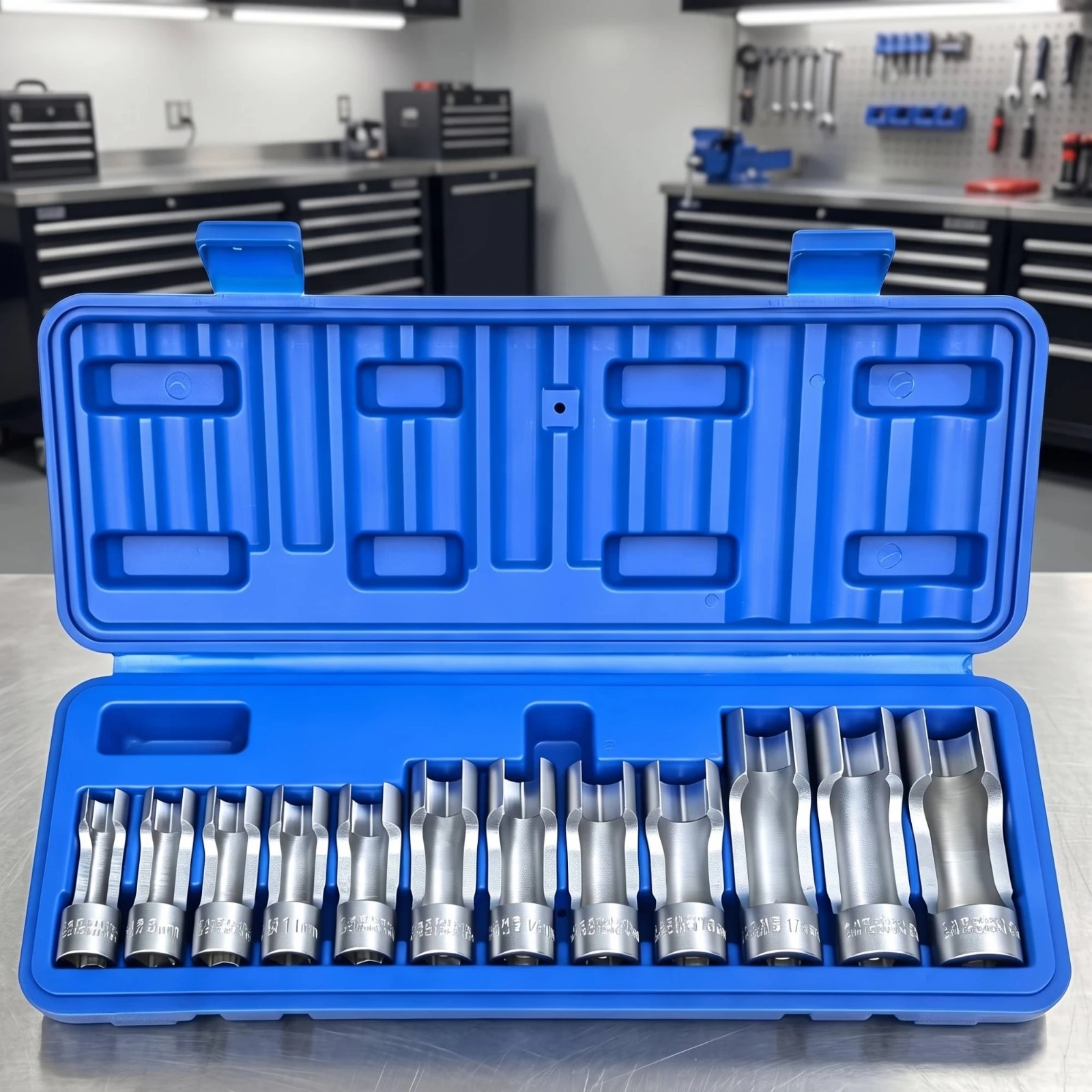 12 Pieces Oil Tube Wrench Set Chrome Vanadium Steel Flare Nut Wrench Set Hand Tools Corrosion Resistant High Strength