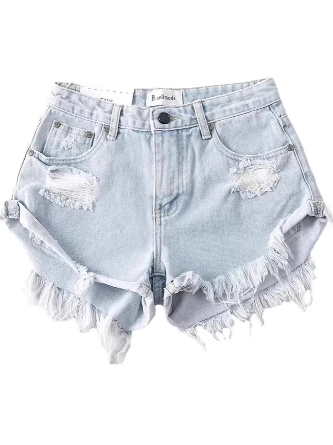 Women's Low Waist Distressed Denim Shorts Y2K Frayed Hem Ripped Jeans Shorts Summer Streetwear Hot Pants Non-Stretch view 6