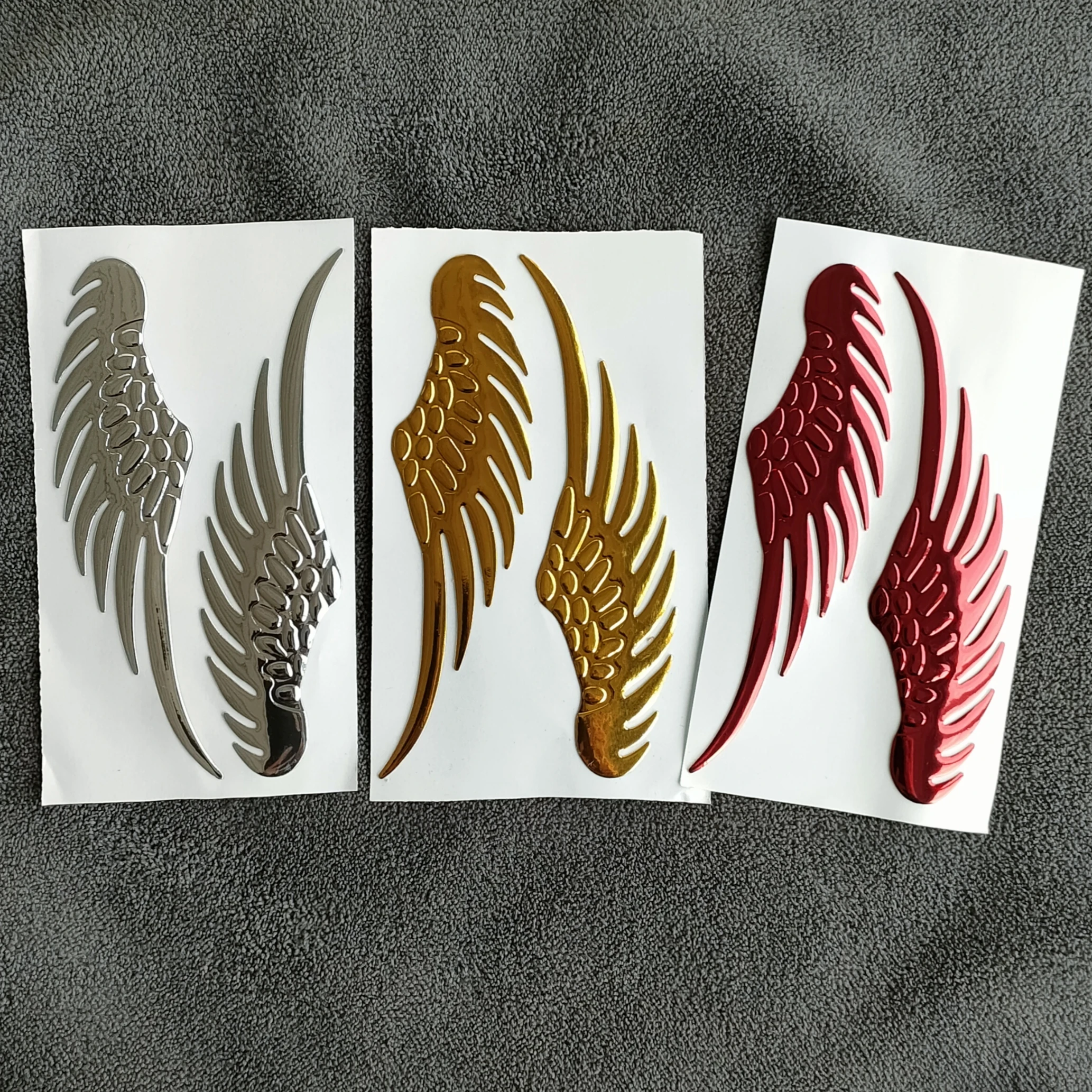 3D Eagle Angel Wings Badge Style Decal Soft PVC Car Auto Sticker Chromed Emblem Logo Golden Silver Red Color Optional
